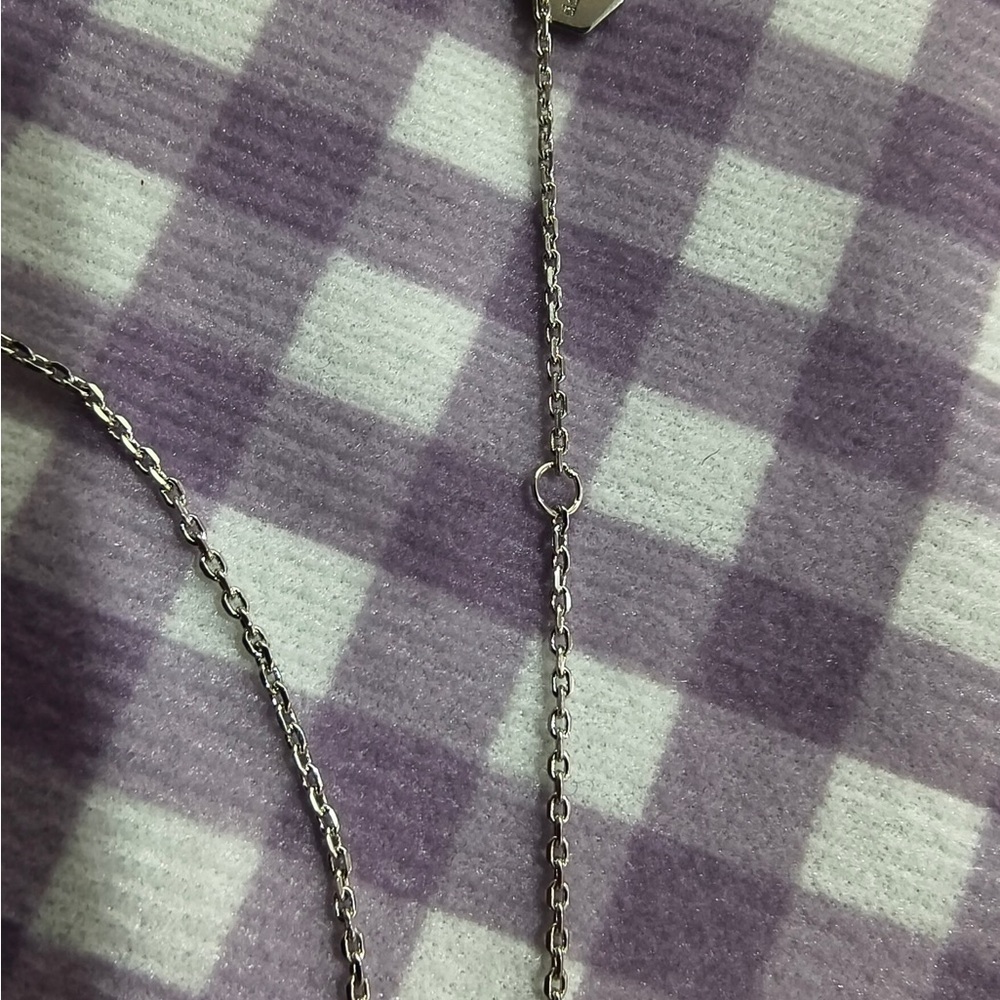 Elegant Hexagonal Silver Necklace with Crystal Accents - Picture 8 of 10